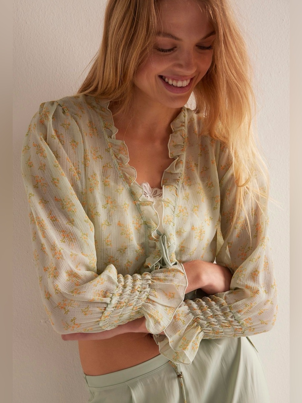 Free People New Obsession Top in Seafoam Combo (XL)(ONLY TOP FROM SET)